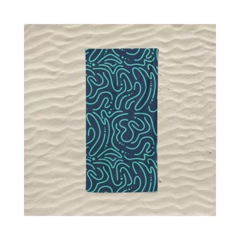 Marte Home Green Doodle Plaj Havlusu Lacivert Yeşil