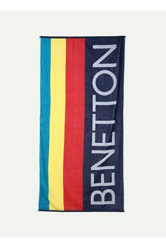 Benetton 6BI20800E Pamuklu Plaj Havlusu Beyaz Siyah