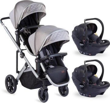Kraft Dual Çift Yönlü Katlanabilir 360 Derece Dönen Tam Yatar İkiz - Travel Sistem Bebek Arabası