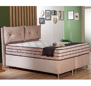 Modamed Bali 150x200 cm Yataklı Başlıklı Çift Kişilik Sandıklı Baza Seti Bej