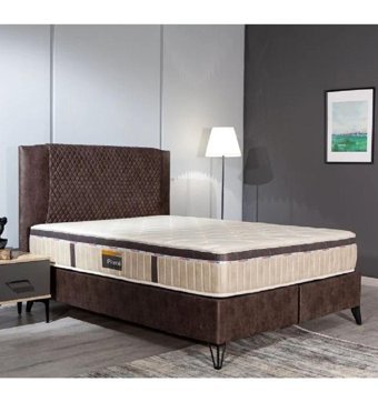 Modamed Rimi 150x200 cm Yataklı Başlıklı Çift Kişilik Sandıklı Baza Seti Kahverengi