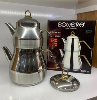 Bonera Harem Jumbo Boy Çelik Çaydanlık Gümüş