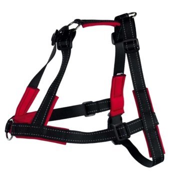 Trixie L Beden Ayarlanabilir Göğüs Tasması Gezdirme Köpek Tasması Kırmızı-Siyah