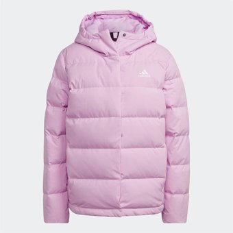 Adidas Helionic HG8744 Kaz Tüyü Kapüşonlu Fermuarlı Kemersiz Kalın Pembe Dik Yaka Kadın Mont