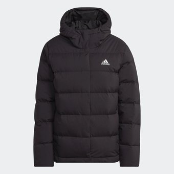 Adidas Helionic J HG8747 Kaz Tüyü Kapüşonlu Fermuarlı Kemersiz Kalın Siyah Dik Yaka Kadın Mont