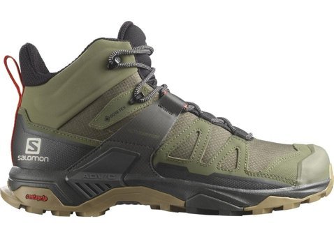 Salomon X Ultra 4 Mid L41739800 Gore-Tex Su Geçirmez Yuvarlak Burunlu Kalın Bağcıklı Haki Erkek Bot