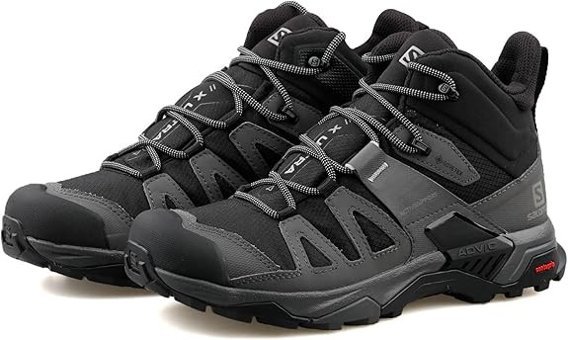 Salomon X Ultra 4 Mid L41383400 Gore-Tex Su Geçirmez Yuvarlak Burunlu Kalın Bağcıklı Siyah Erkek Bot