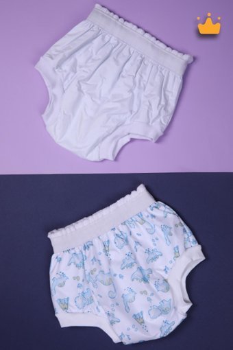 Babyhola Yüksek Emici Lüks Dinozor Desenli Mavi 20-25 kg 2'li Sızdırmayan Yıkanabilir Alıştırma Külodu