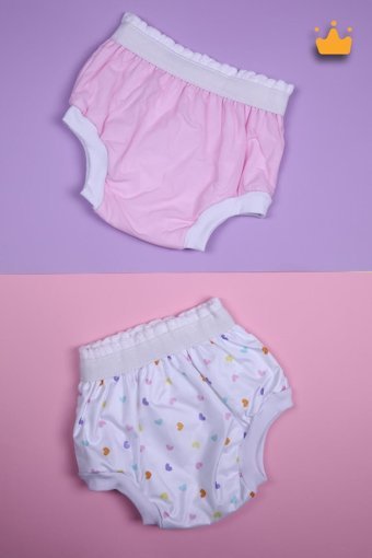 Babyhola Yüksek Emici Lüks Kalp Desenli Pembe 20-25 kg 2'li Sızdırmayan Yıkanabilir Alıştırma Külodu