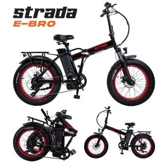 Strada E-Bro 250 W 70 Km Menzil 20 Jant 7 Vites Katlanır Elektrikli Şehir / Tur Bisiklet Kırmızı -Siyah