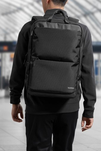 Tomtoc Navigator T71L1D1 15.6 inç Kumaş Su Geçirmez Sırt Laptop Çantası Siyah