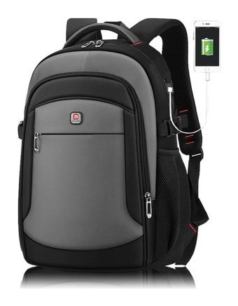 Lbw 15.6 inç Su Geçirmez Sırt Laptop Çantası Gri-Siyah