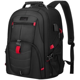 Lovevook 17 inç Naylon Kumaş Su Geçirmez Sırt Laptop Çantası Siyah