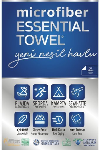 Essential Towel Nft 75x150 cm Mikrofiber Plaj Havlusu Mavi