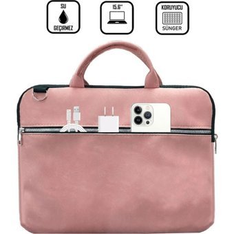 The Moda West 13-14-15.6 inç Deri Su Geçirmez El-Omuz Laptop Çantası Pudra