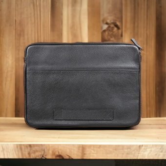 Plm AWE 14 inç Deri Su Geçirmez Kılıf Laptop Çantası Siyah
