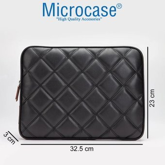 Microcase AL3765 13.3 inç Kapitone Deri Su Geçirmez Kılıf Laptop Çantası Siyah