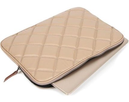 Morca Kapitone 15-16 inç Kapitone Deri Su Geçirmez Kılıf Laptop Çantası Vizon