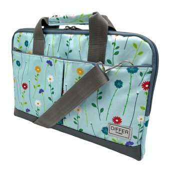 Differ Studio Çiçek Desenli 13.3-14 inç Kumaş Su Geçirmez El-Omuz Laptop Çantası Mavi