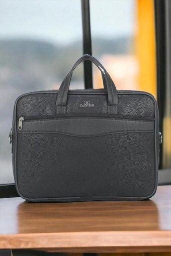 Morca 15.6 inç Suni Deri Su Geçirmez El-Omuz Laptop Çantası Siyah