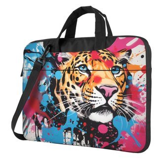 VducK Leopar Desenli 15.6 inç Oxford Kumaş Su Geçirmez El-Omuz Laptop Çantası Siyah
