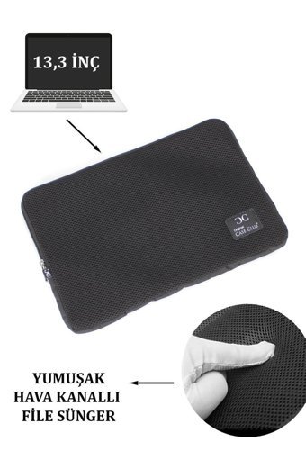 Case Club 13-13.3 inç Kumaş Su Geçirmez Kılıf Laptop Çantası Siyah
