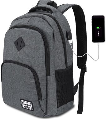 Yamtion 15.6 inç Polyester Su Geçirmez Sırt Laptop Çantası Gri