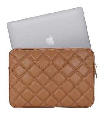 Case Club 13-14 inç Suni Deri Su Geçirmez Kılıf Laptop Çantası Taba