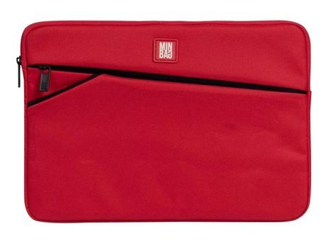 Minbag Alice 13 inç Suni Deri Su Geçirmez Kılıf Laptop Çantası Kırmızı
