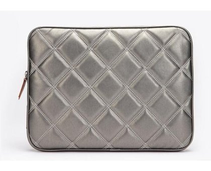 Morca Kapitone 13-14 inç Kapitone Deri Su Geçirmez Kılıf Laptop Çantası Gri