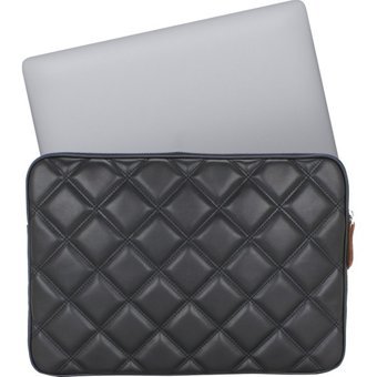 Case Club 15.6 inç Suni Deri Su Geçirmez Kılıf Laptop Çantası Siyah