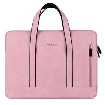 Wslcn 15.6 inç Deri Su Geçirmez El-Omuz Laptop Çantası Pembe