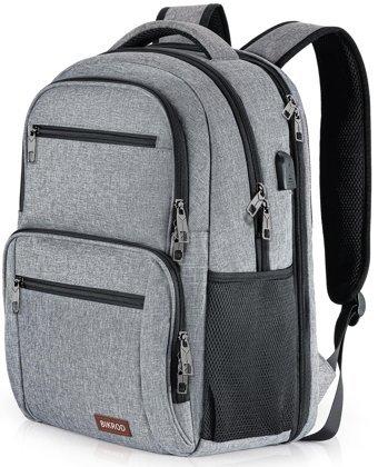 Bikrod 15.6 inç Polyester Su Geçirmez Sırt Laptop Çantası Gri