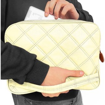 Microcase A2681 13.6 inç Kapitone Deri Su Geçirmez Kılıf Laptop Çantası Krem