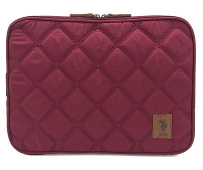 U.S. Polo Assn. Kapitone 13-13.3 inç Kapitone Deri Su Geçirmez Kılıf Laptop Çantası Bordo