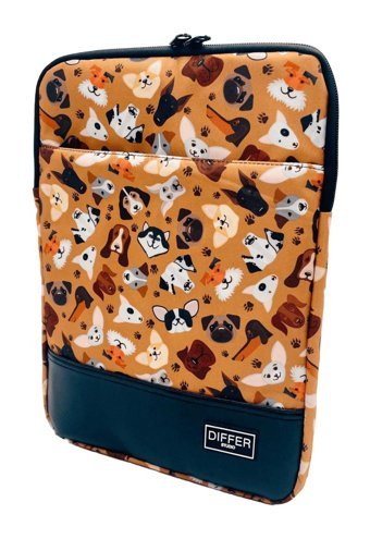 Differ Studio Köpek Desenli 15.6 inç Kumaş Su Geçirmez Kılıf Laptop Çantası Bej