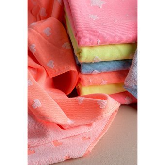 Ayera Home Kalp Desen Pamuklu Plaj Havlusu Neon Turuncu