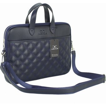 Case Club 13.3-14 inç Suni Deri Su Geçirmez El-Omuz Laptop Çantası Lacivert