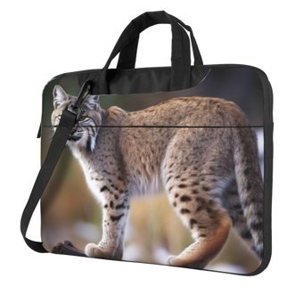 VducK Bobcat Desenli 15.6 inç Oxford Kumaş Su Geçirmez El-Omuz Laptop Çantası Siyah
