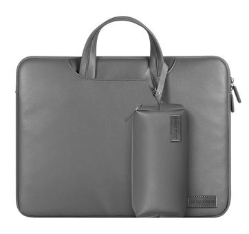 Novstrap Sleeve A2681 A3113 13.6 inç Deri Su Geçirmez Kılıf Laptop Çantası Gri