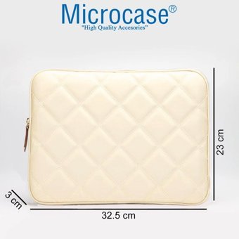 Microcase AL3765 13 inç Kapitone Deri Su Geçirmez Kılıf Laptop Çantası Krem