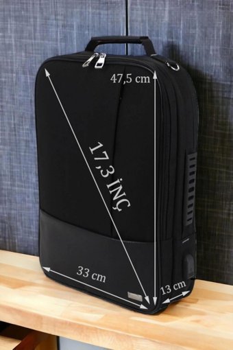 Morca Sport 17.3 inç Keten Kumaş Sırt Laptop Çantası Siyah