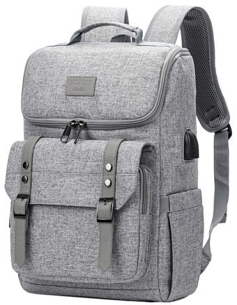 Yalundisi 15.6 inç Naylon Kumaş Su Geçirmez Sırt Laptop Çantası Gri