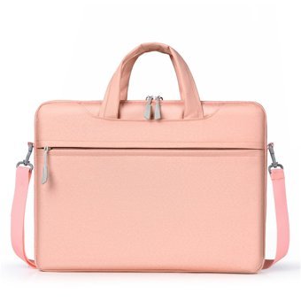 Wslcn 14.1 inç Polyester Su Geçirmez El-Omuz Laptop Çantası Pembe