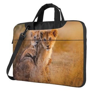 VducK Aslan Desenli 15.6 inç Oxford Kumaş Su Geçirmez El-Omuz Laptop Çantası Siyah