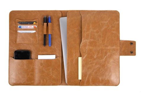 Morca Crazy 13-14 inç Suni Deri Su Geçirmez Kılıf Laptop Çantası Taba
