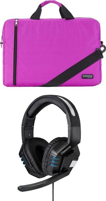 Classone Wtxpro WTX209 15.6 inç Kumaş Su Geçirmez El-Omuz Laptop Çantası Pembe