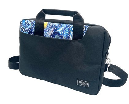 Differ Studio Van Gogh Desenli 13-14.9 inç Kumaş Su Geçirmez El-Omuz Laptop Çantası Siyah