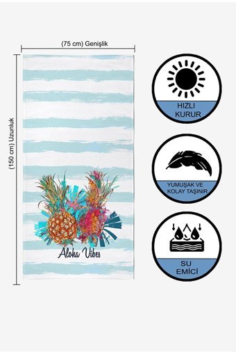 Vevienhome Summer Pineappl Pamuklu Plaj Havlusu Çok Renkli