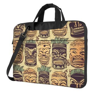 VducK Aloha Tiki Desenli 15.6 inç Oxford Kumaş Su Geçirmez El-Omuz Laptop Çantası Siyah